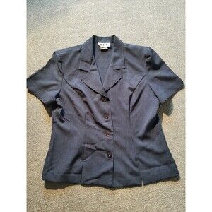 DBY Ltd. Women's Blue Suit Blazer Button down size 13/14 polyester short sleeve